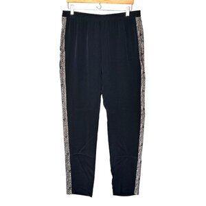 NWOT Acrobat Silk Pants Sz.L Black Elastic Waist High Rise Lace Tapered Joggers